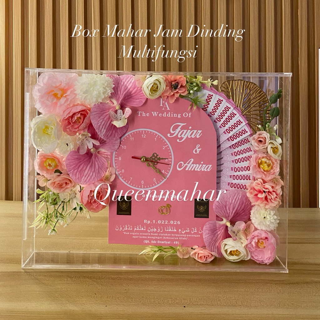 Box mahar Jam dinding/Lampu tidur 30x40 cm Pajangan dinding