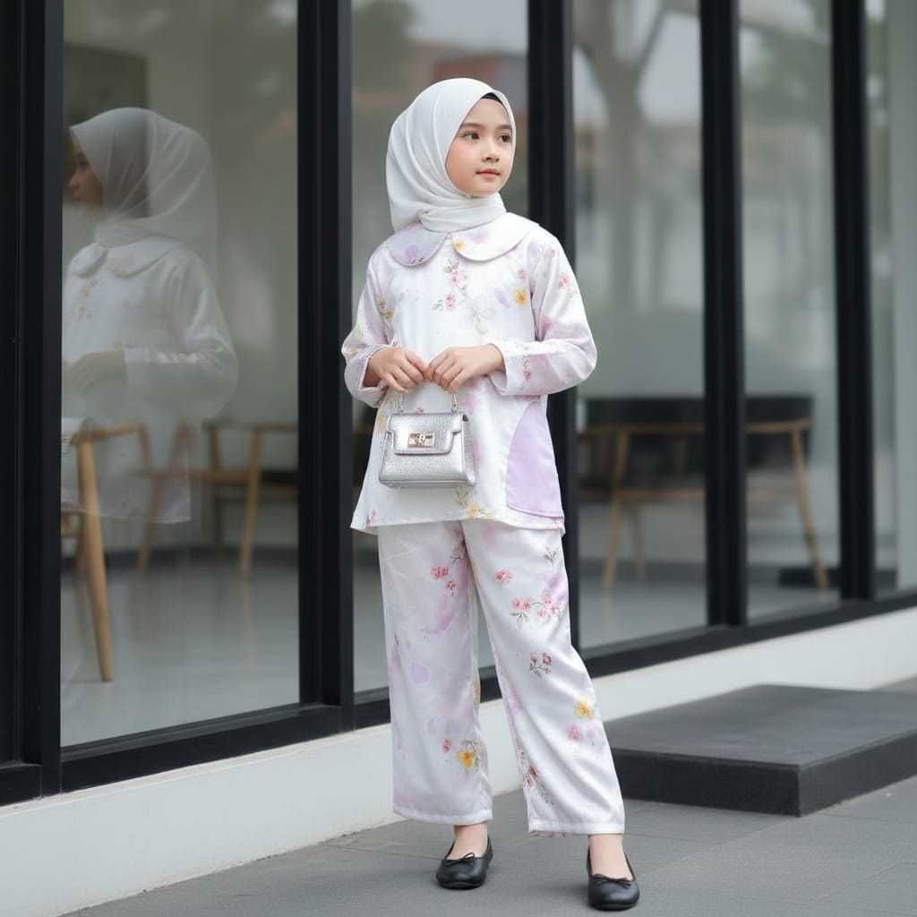 Setelan Anak Perempuan Baju Anak Perempuan Cocok Untuk Ramadhan Dan Lebaran Bahan DiorSilk Premium  