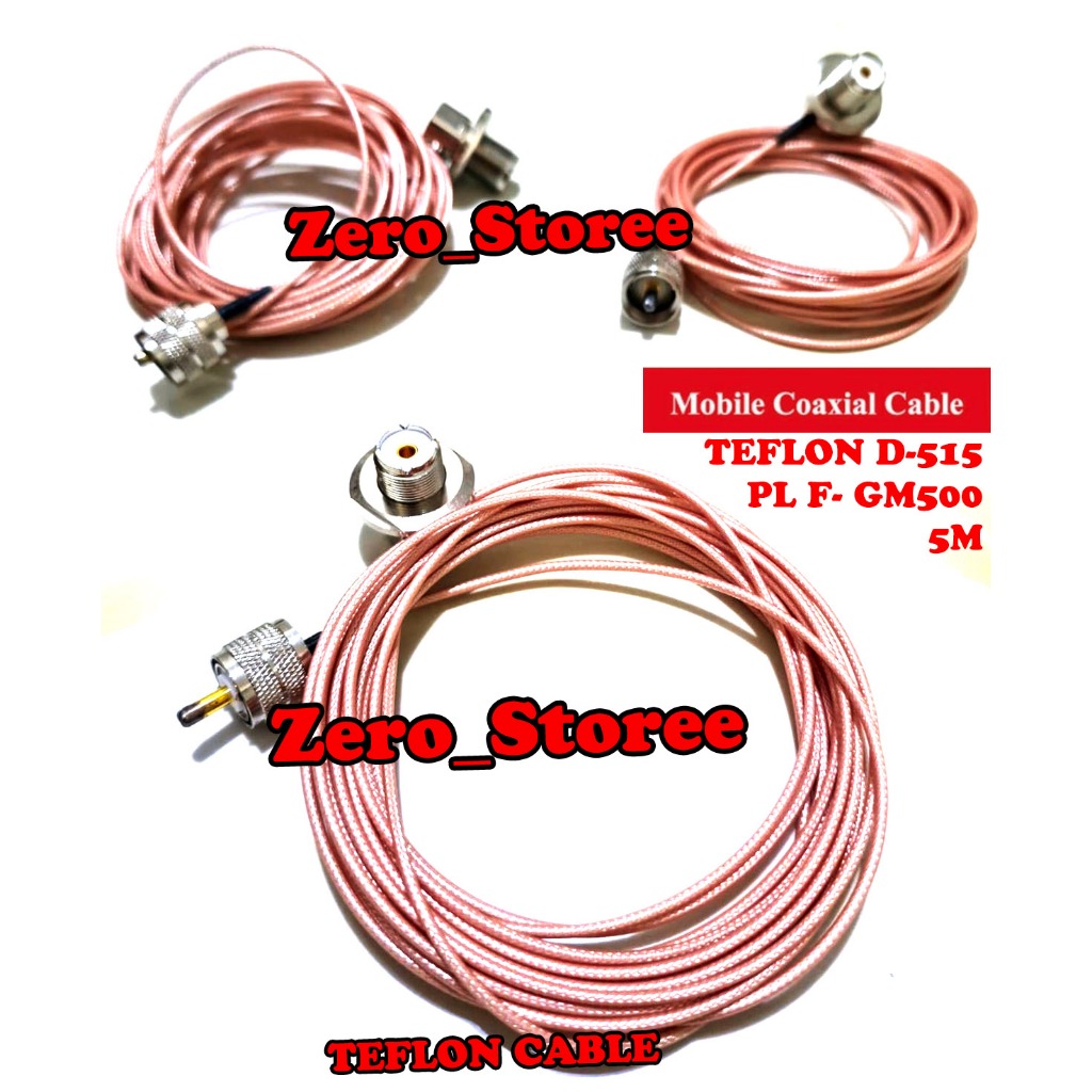 SUPER Kabel Teflon Tahan Panas D515 Kabel Breket Teflon Mobil 5Meter Antena radio HT Rig D515 5m ech