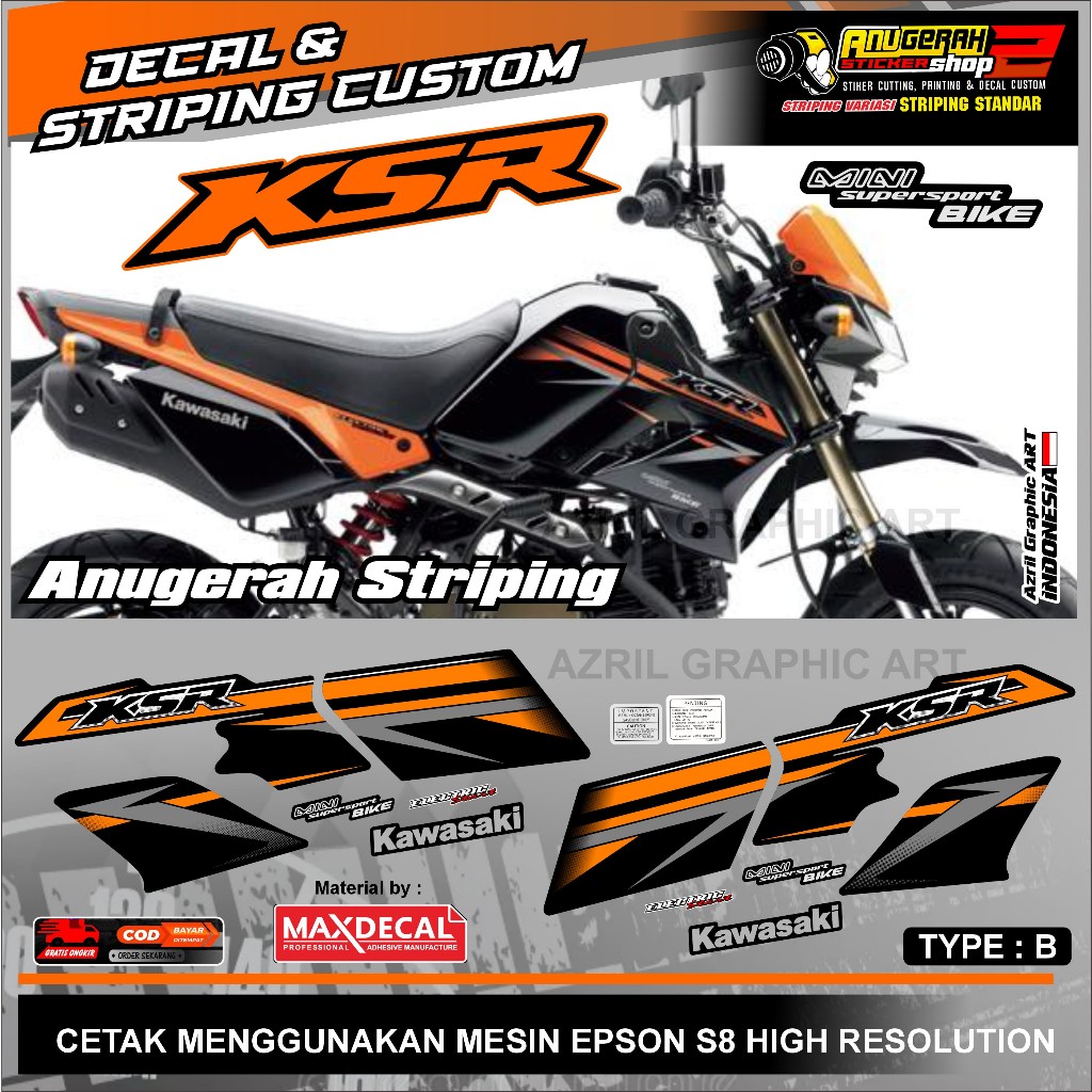 Striping Kawasaki KSR List Decal KSR MINI TRAIL