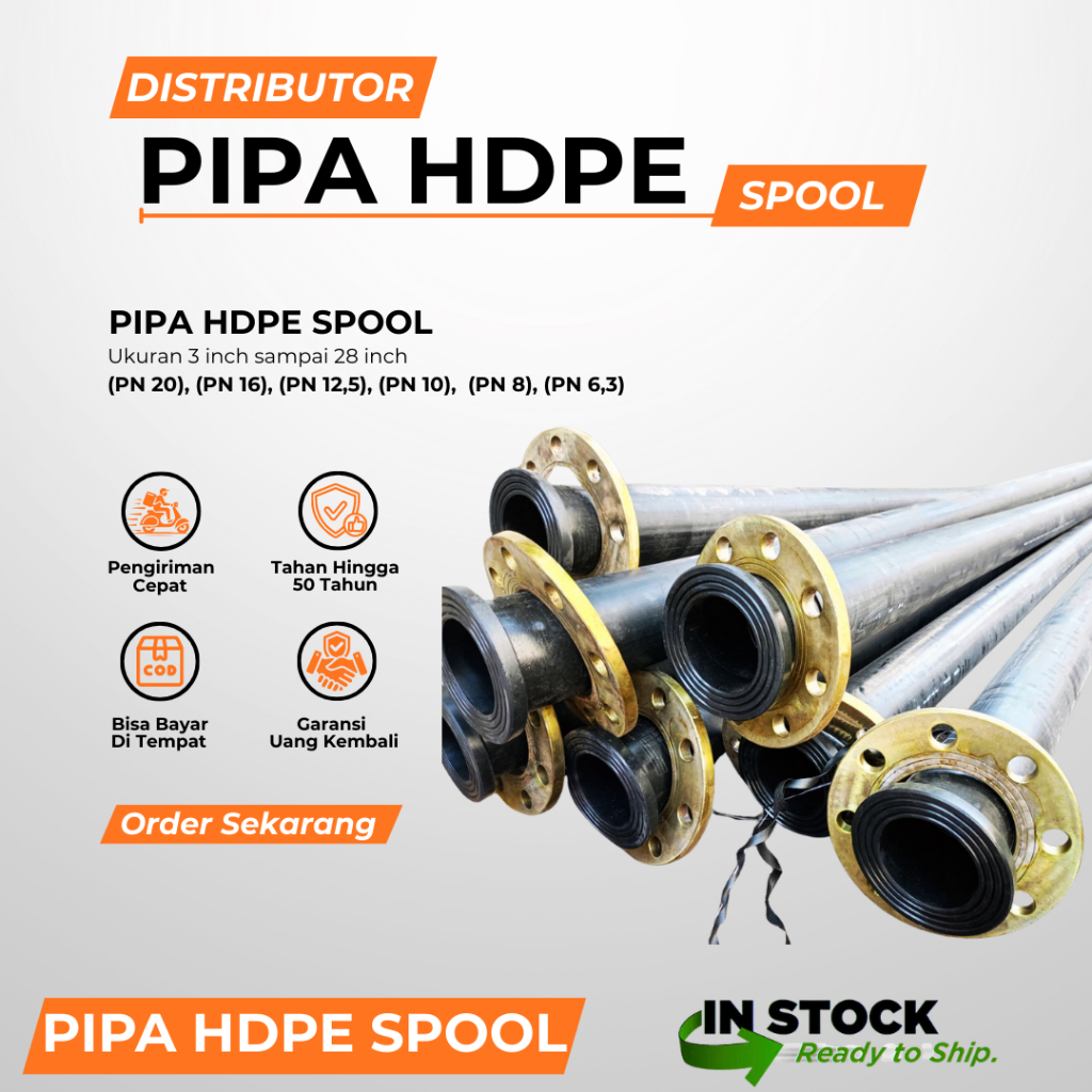 Pipa Spool Hdpe Size 12 Inch / 315mm Pipa Spool Batangan Pipa Hdpe Flange / Stub End