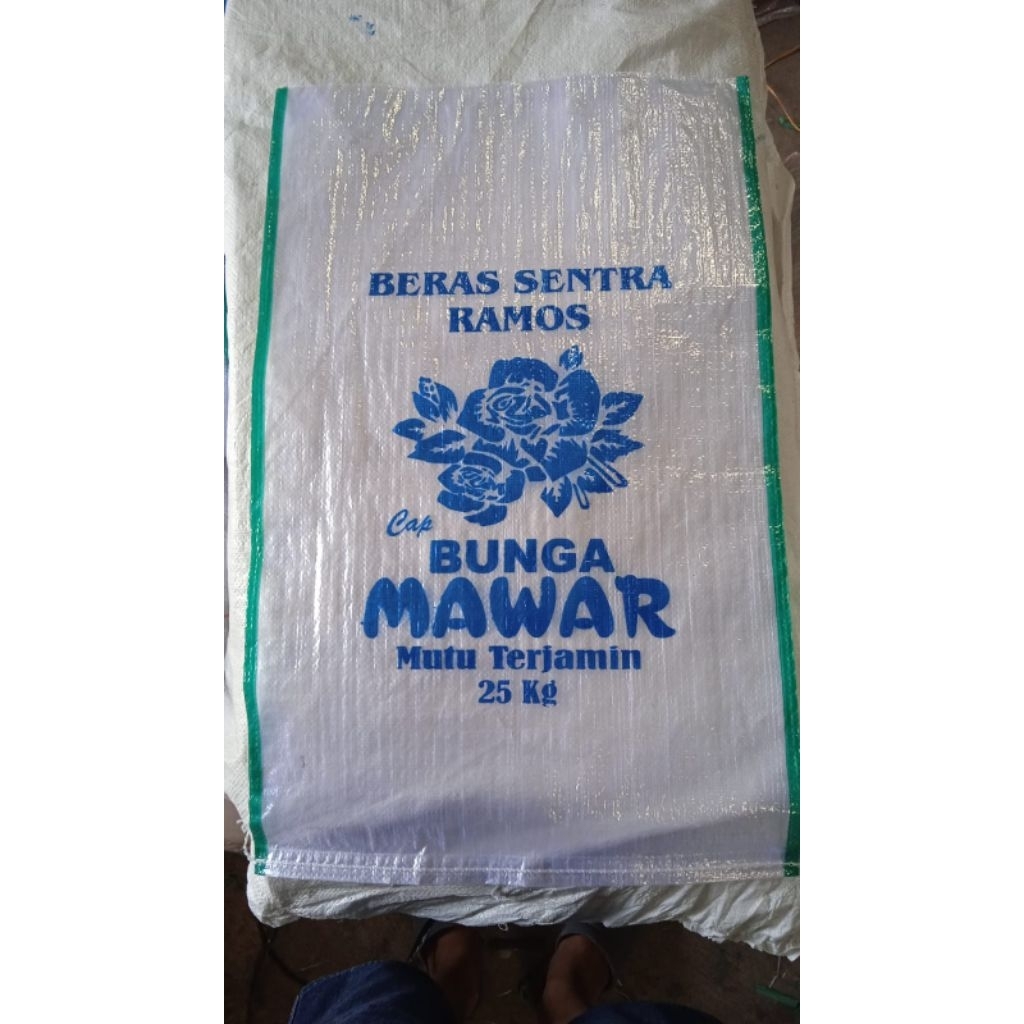 1000 lembar karung beras cap mawar netto 25kg
