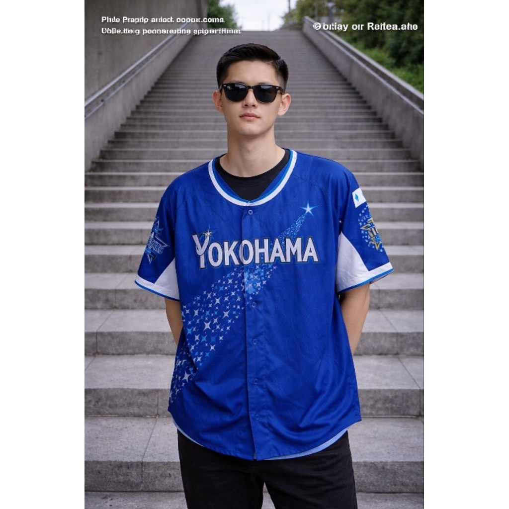 (Seperti baru) Jersey shirt baseball fans Yokohama baystars official 0R1 size L oversize (P70 x L60)