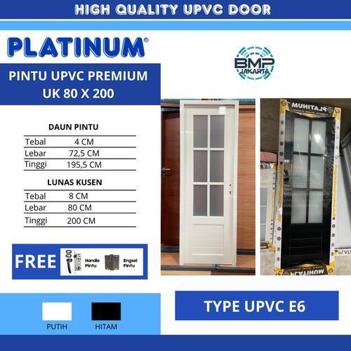Pintu Kamar Mandi UPVC PVC Minimalis Kaca Polos Platinum E6 Black Pare Kediri