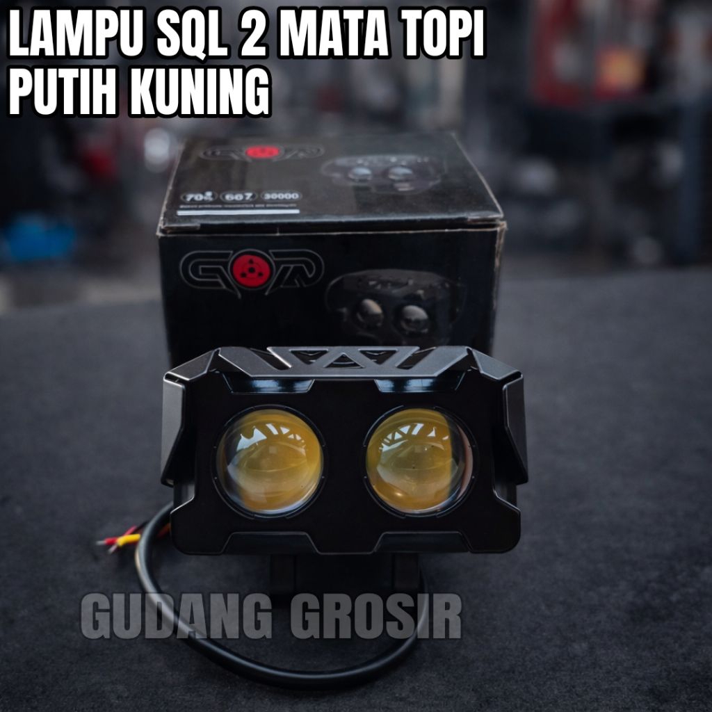 Lampu tembak laser led SQL 2 MATA LED LASER GUN PUTIH - KUNING HIGH LOW PUTIH KUNING 12 VOLT - 24 VO