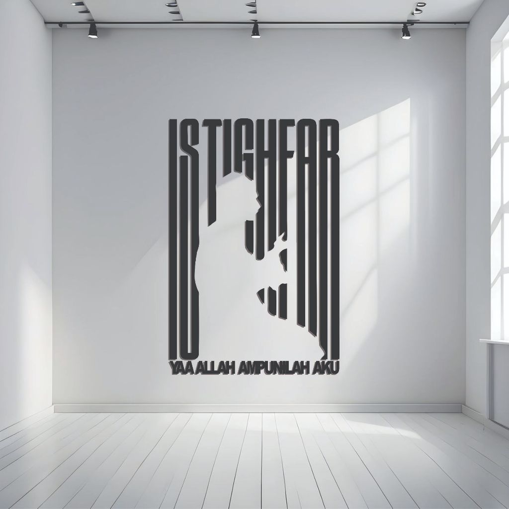 Hiasan Dinding Islami Typography Istighfar Timbul – Ya Allah Ampunilah Aku – Cocok untuk Rumah & Mus