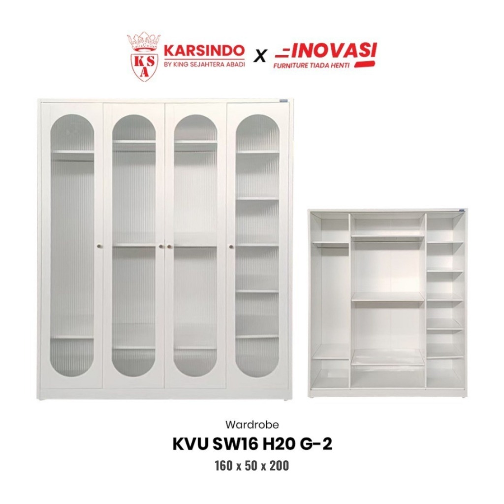 Karsindo Lemari Pakaian Besi 4 Pintu Lemari Besi Serbaguna H20G2