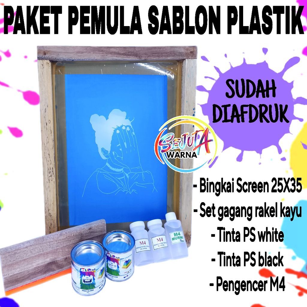 PAKET SABLON TINTA PLASTIK SIAP PAKAI SUDAH DI AFDRUK