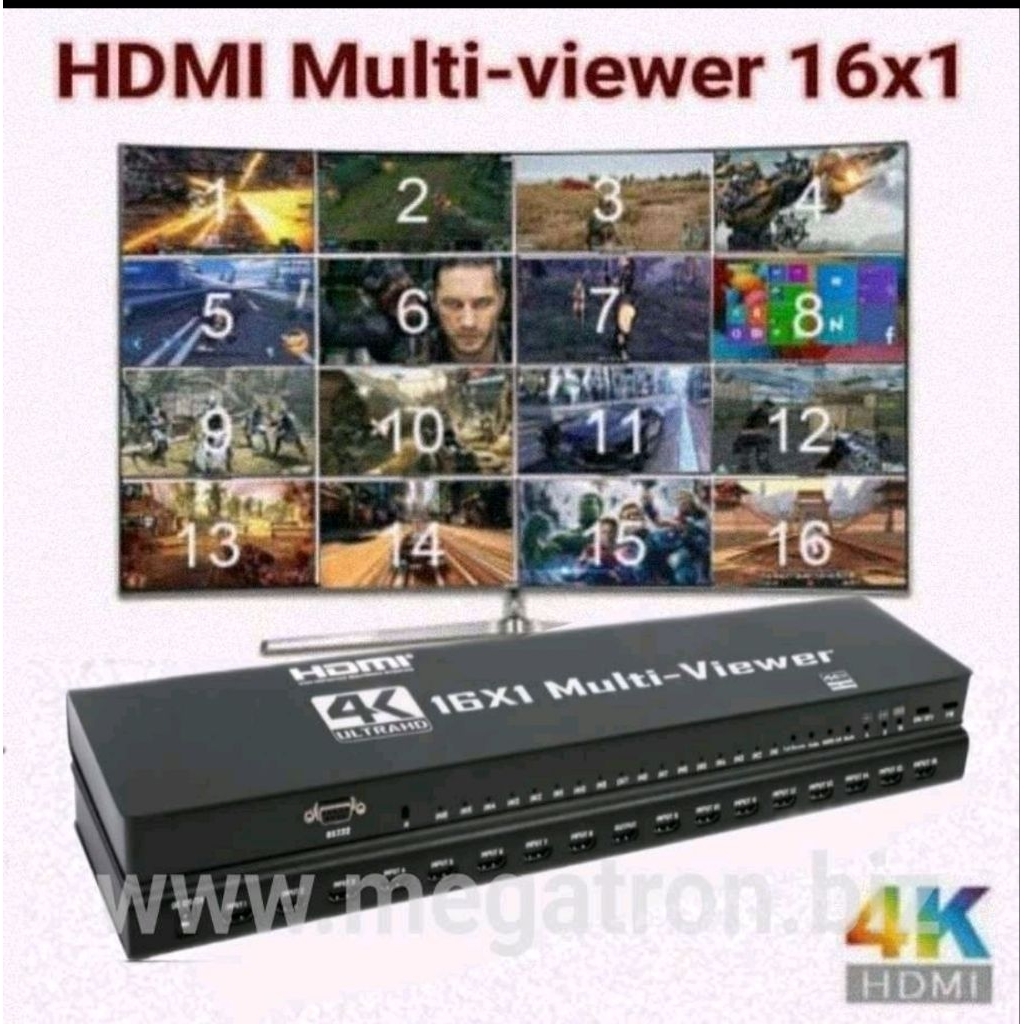 HDMI 16x1 Multi-viewer (pembagi layar 16//10/9/8/4)- Seamless Switching - 4K