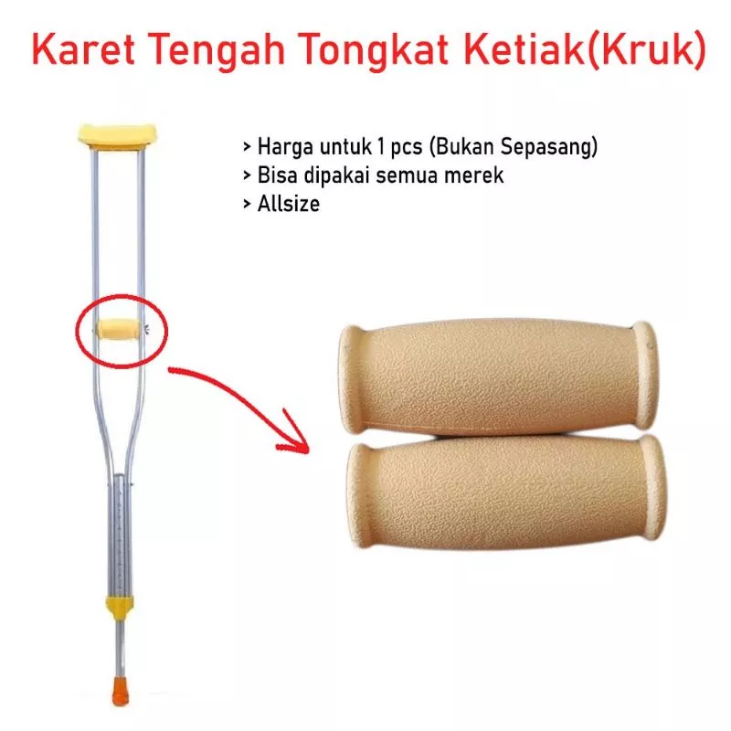 Karet Tongkat Ketiak Kruk Bagian Tengah Pengganti Karet Kruk