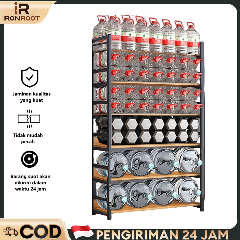 IRONROOT Rak Buku Rak Besi Siku Lubang Rak Gudang Rak Serbaguna Besi Siku Lubang Rak Penyimpanan