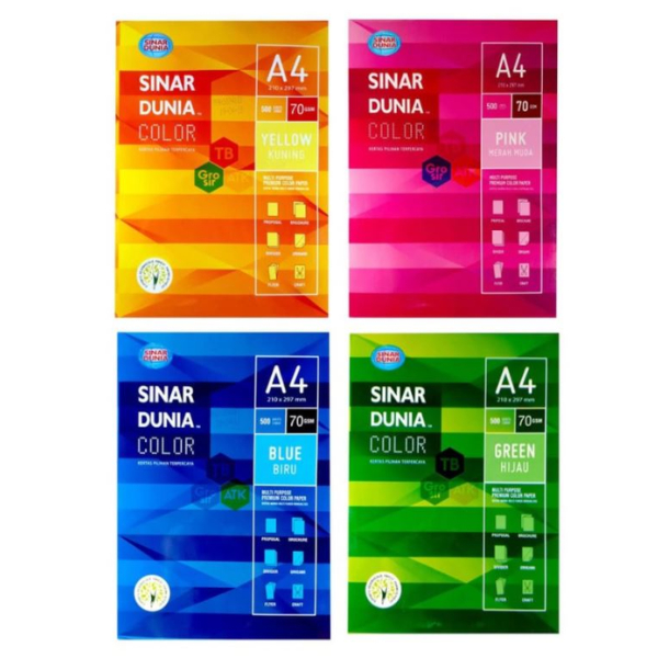 HVS Warna SIDU F4 Biru,Hijau,Kuning,Pink
