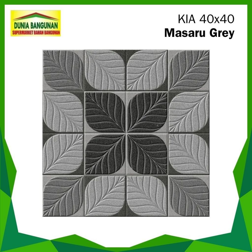 Keramik 40x40 Lantai Kasar KIA Masaru Grey Keramik Lantai Teras Garasi Motif