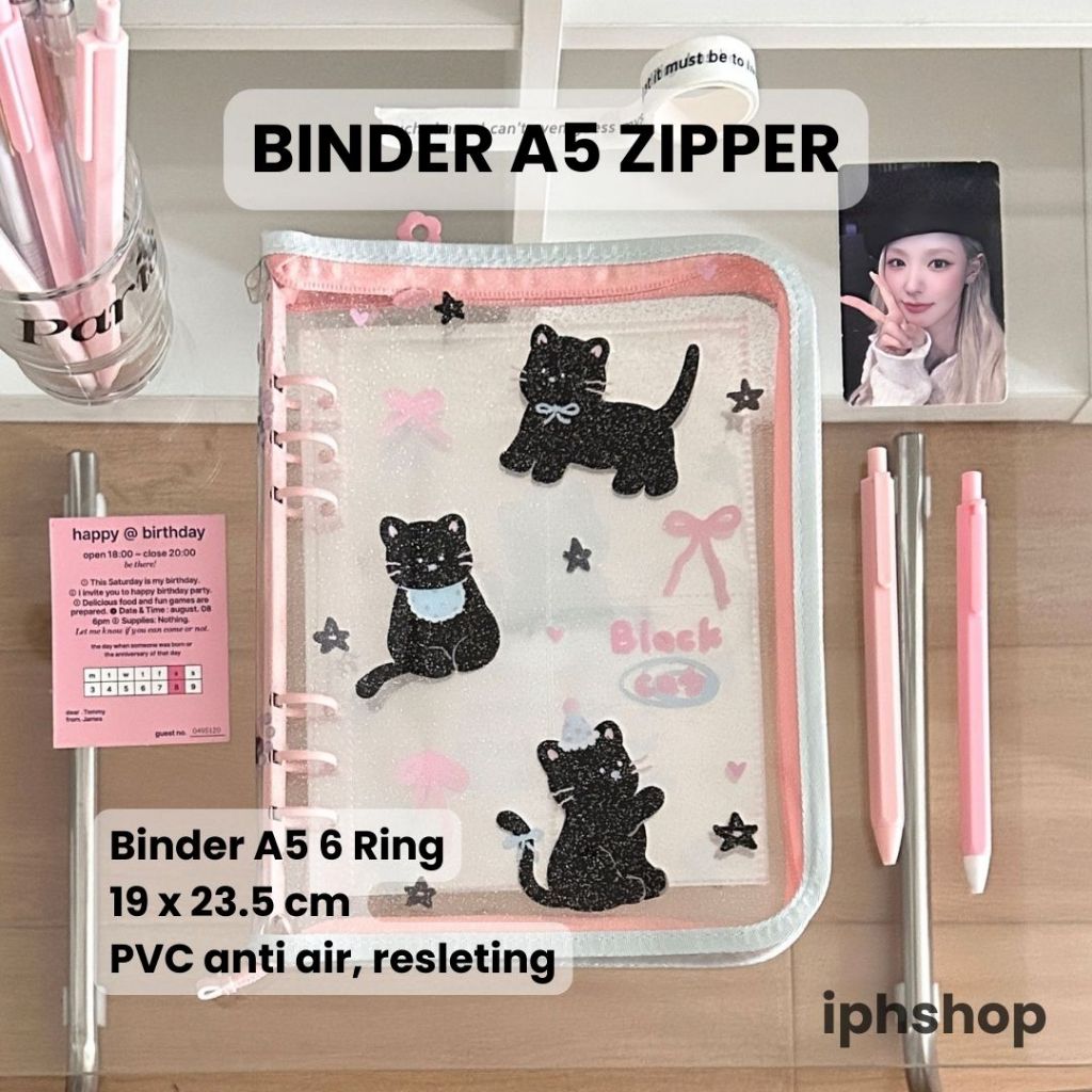 iphshop - Binder A5 6 Ring Album Photocard PC Agenda Journal Kolbuk Collection Book Zipper