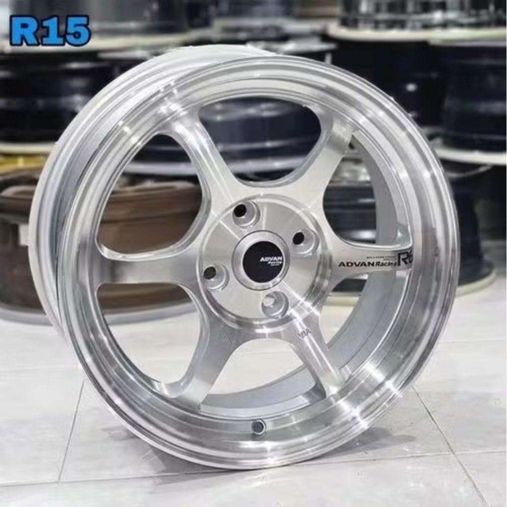 velg mobil ring 15 pcd 4x100 ADVAN R6 + BAUT + CENTER RING velg r15 Jazz vios city brio yaris Agya c