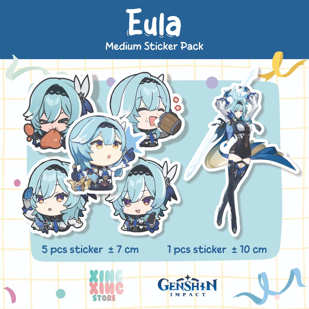[ 6 PCS ] cetak stiker Game/STIKER MURAH TEMA Ghensin impact [ EULA ]label stiker chibi ghensin impa