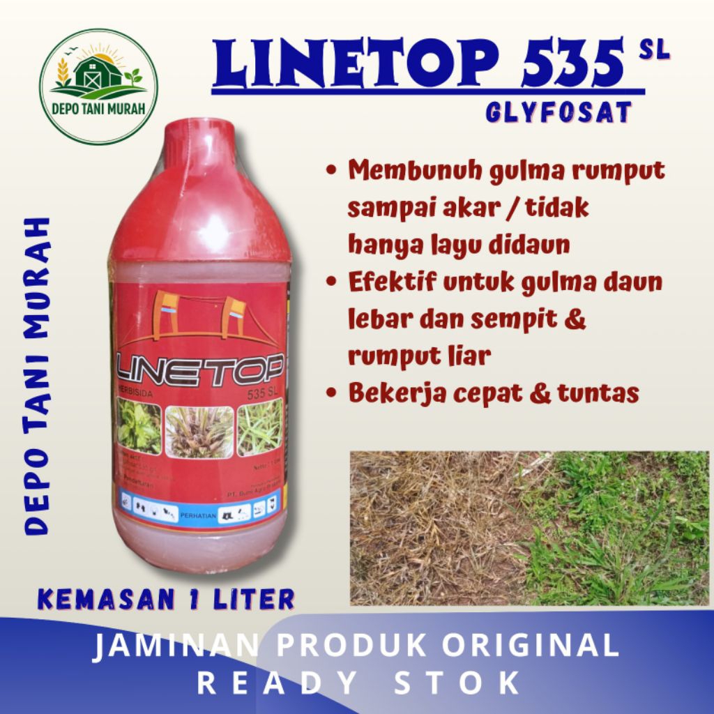 LINE TOP 535 SL Glyfosat  – 1 Liter Herbisida Sistemik Paling Efektif dan Ampuh, Gulma Mati Total sa