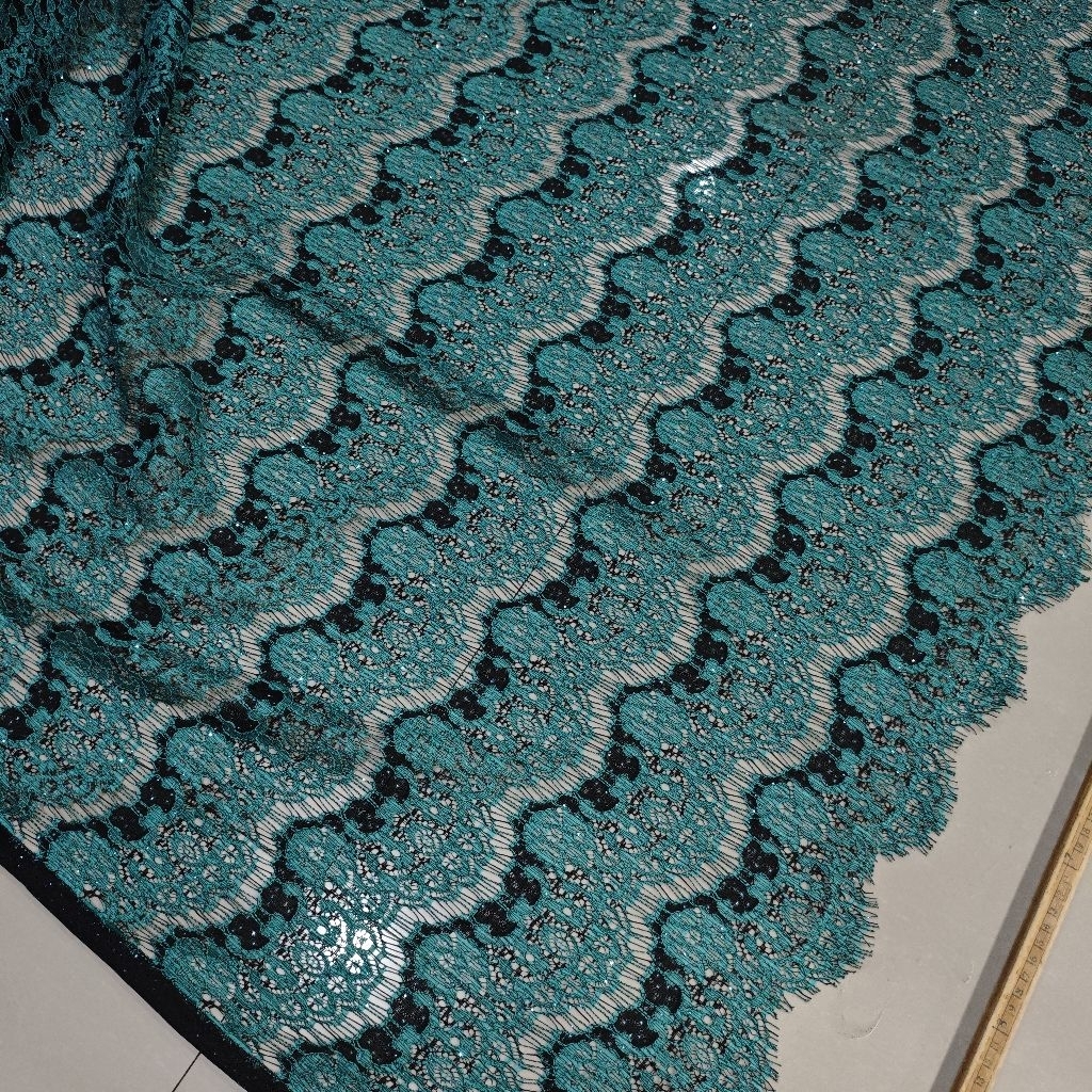 50CM Kain Brokat Semi Prancis / Motif Bordir Klasik & Elegan / Kain Renda Semi Lice /Kain Kebaya Gli