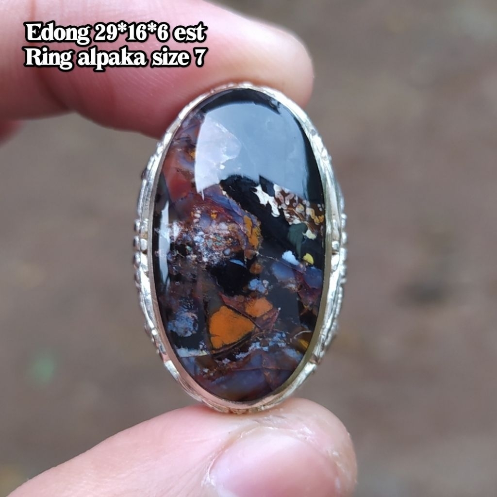 (BISA COD) Cincin Batu Akik Pancawarna Garut Edong Klasik