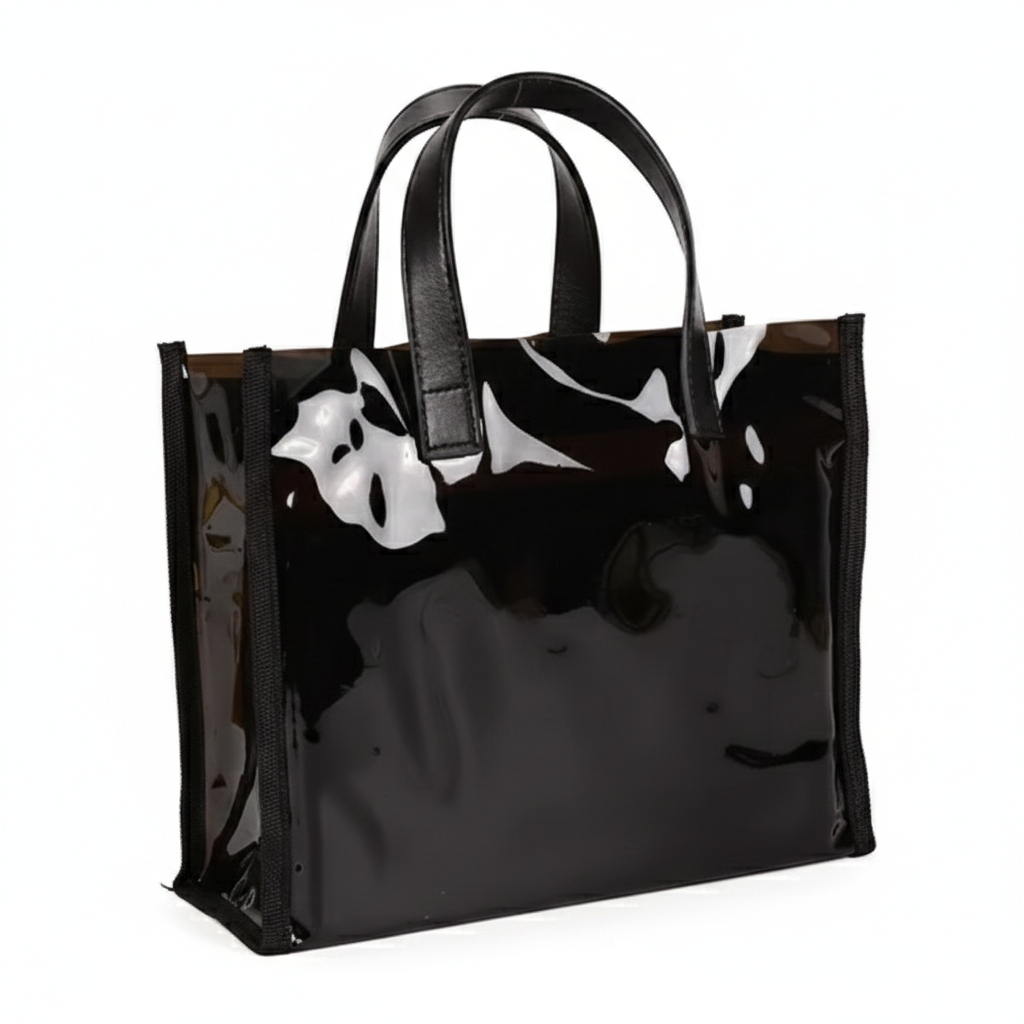 Tote Bag Mika Hitam Polos Custom Logo | Tas Mika PVC Tebal Lentur | Goodie Bag Souvenir Branding