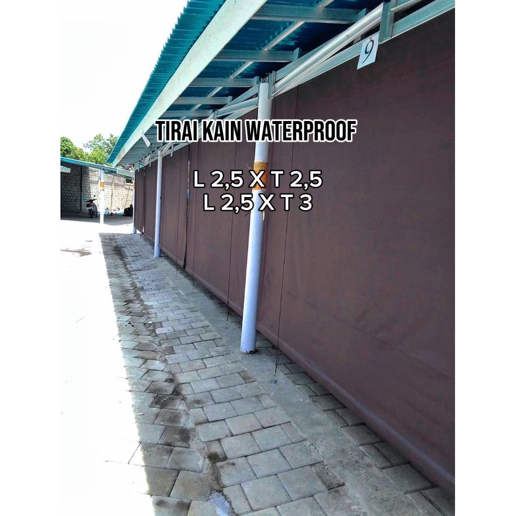 Tirai kain waterproof gulung lengkap dg alat gulung dan material lainnya
