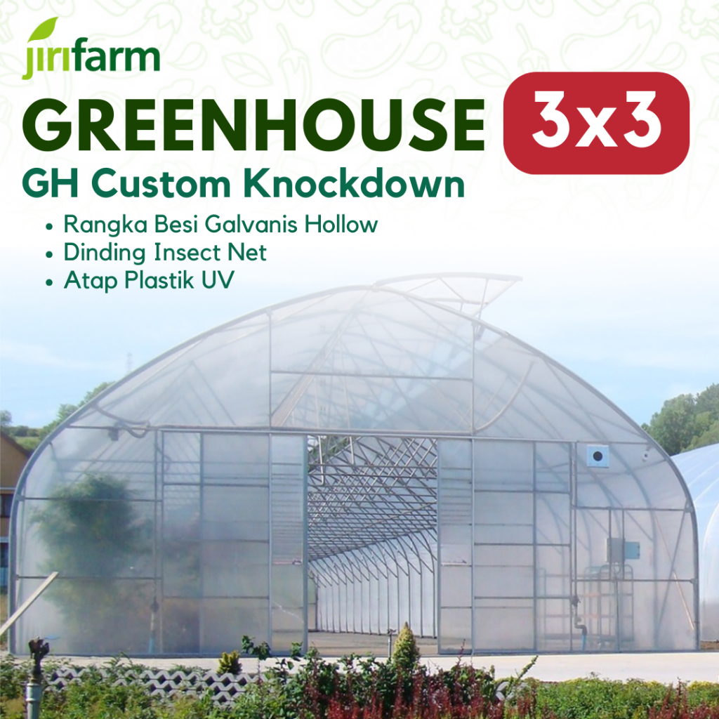 JIRIFARM - Greenhouse Custom Ukuran 3X3 Meter Green House Knock Down