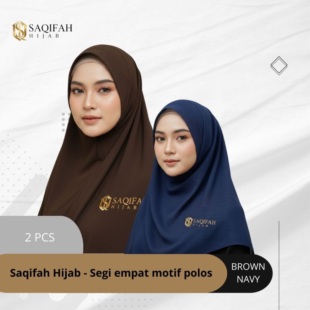 SAQIFAH HIJAB - Segiempat Instant Anti Kusut - Warna Brown dan Navy