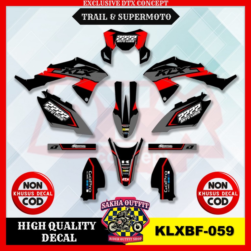 Decal klx bf stiker trail KLX stiker supermoto decal klx 150 bigfoot laminasi glossy doff
