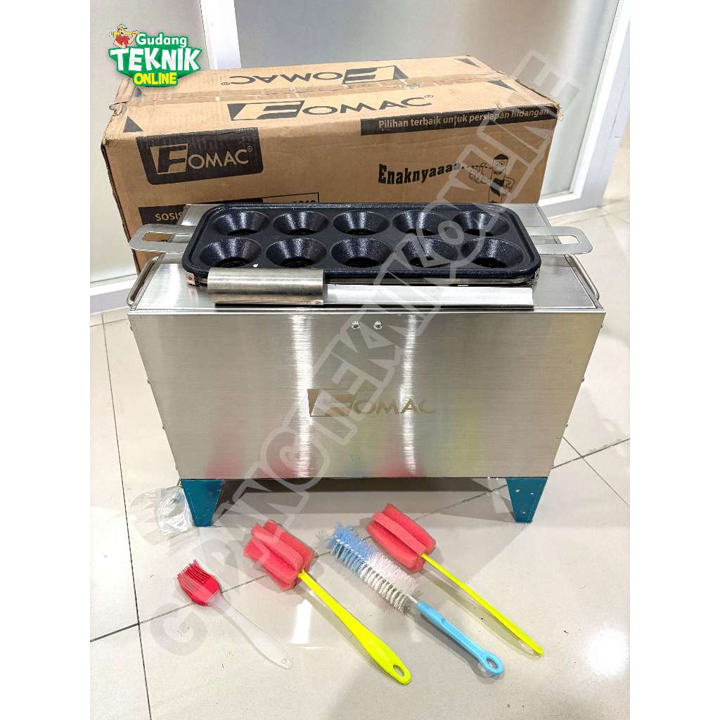 FOMAC Sostel Sosis Telur 10 Lubang FOMAC ERM GQ10 Bakar Gas / Alat Egg Sausage Hot Dog Roll Baker Ba