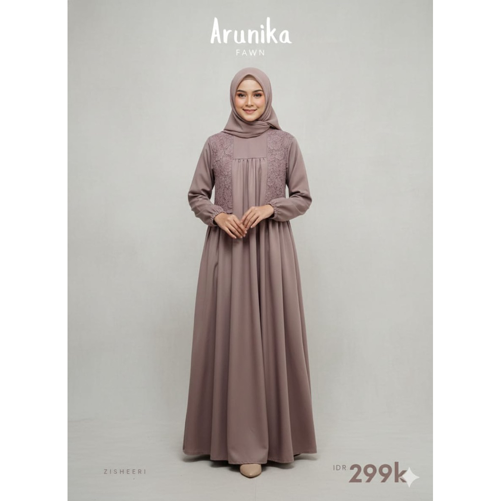 Arunika Fawn By Zisheeri | Gamis Katun By Zisheeri | Gamis Zisheeri Terbaru | Zisheeri Raya Series