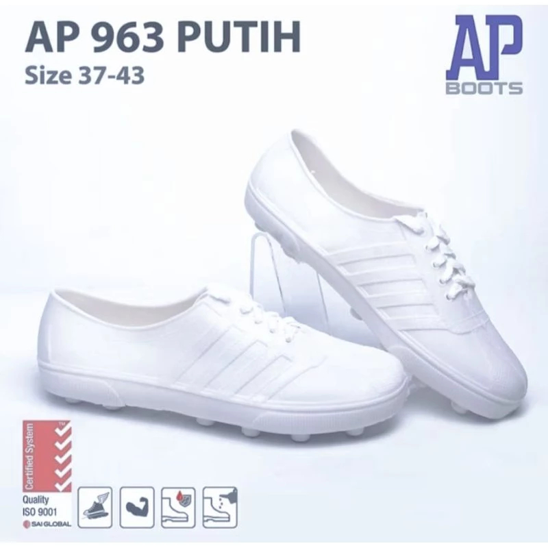 Sepatu Karet AP Star Full White - Anti Slip & Waterproof - Sepatu Kebun & Sawah AP Boots Putih - Sep