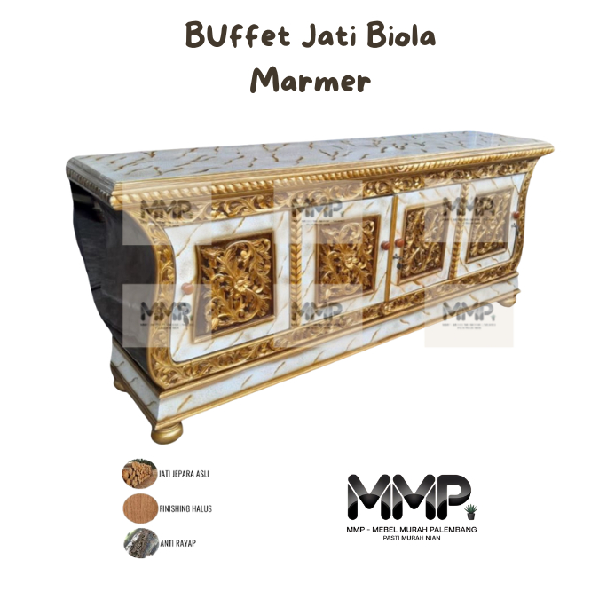 Buffet TV Jati Marmer | Buffet TV Jati Jepara Asli Murah Palembang
