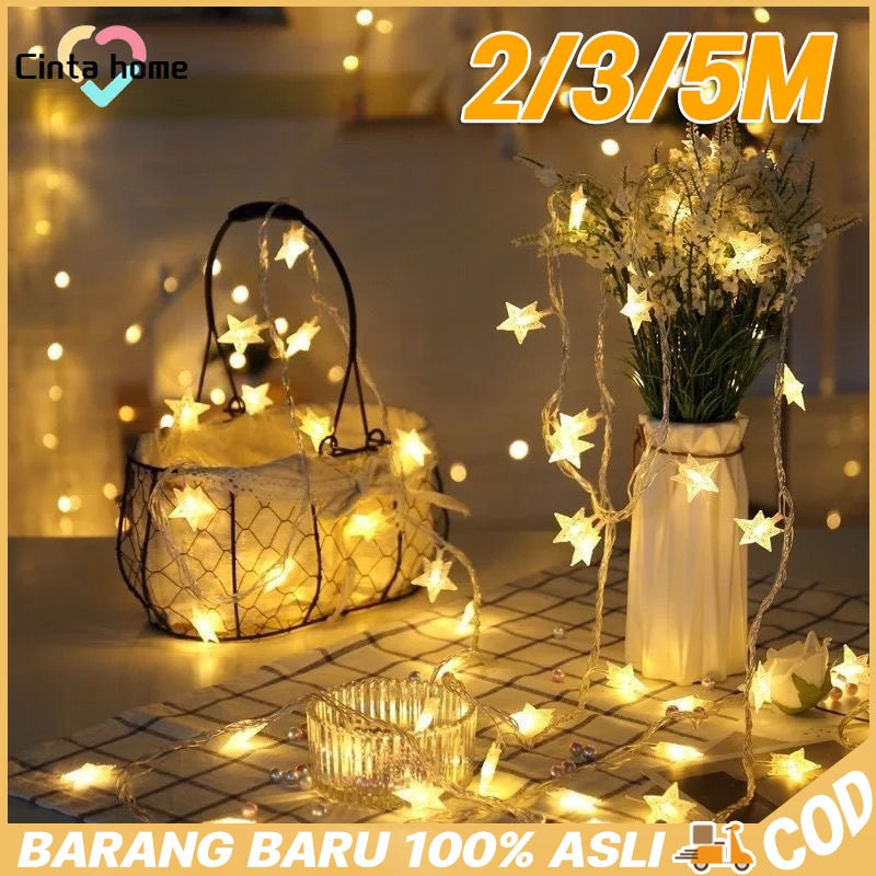 2 /3 /5 Meter Fairy Light Ramadhan Lampu Natal Bentuk Bintang Dekorasi Lampu Hias Mini Kelap