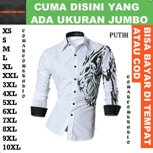10XL 9XL 8XL 7XL 6XL 5XL 4XL 3XL XXL XL L M S XS Hem Cowok Jumbo Kemeja Pria Big Size Panjang Polos 