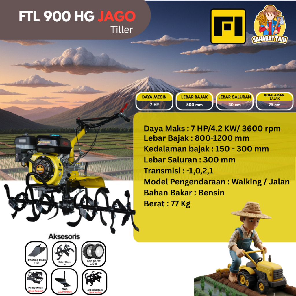 Mesin Traktor Mini Cultivator FIRMAN FTL900HG JAGO