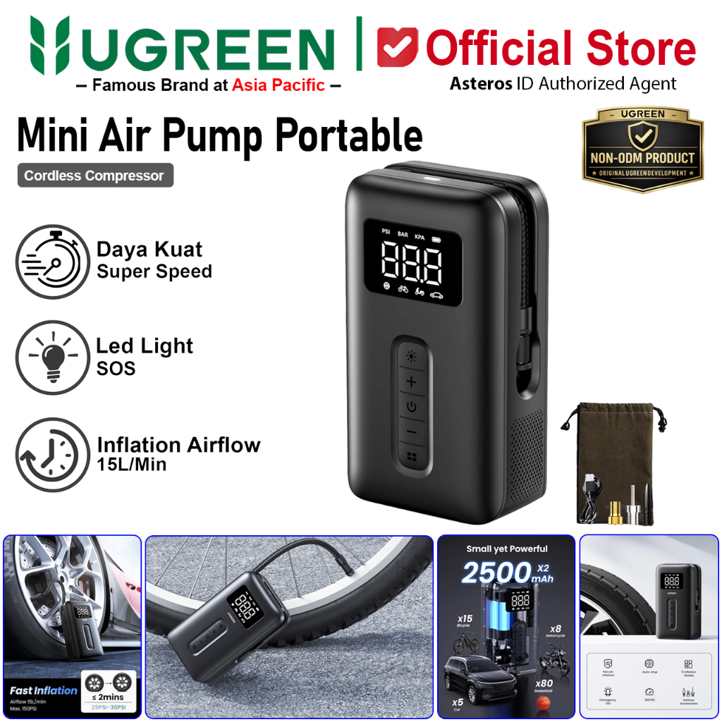 UGREEN Pompa Ban Mobil, Sepeda, Bola, Air Pump Inflator Electric Portable Multifungsi