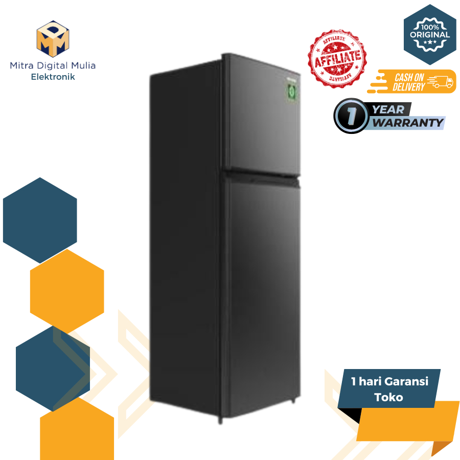 Sharp SJ316MNHS Kulkas 2 Pintu 237L Fan Cooling System Tempered Glass Tray Low Wattage Kirei III Ser