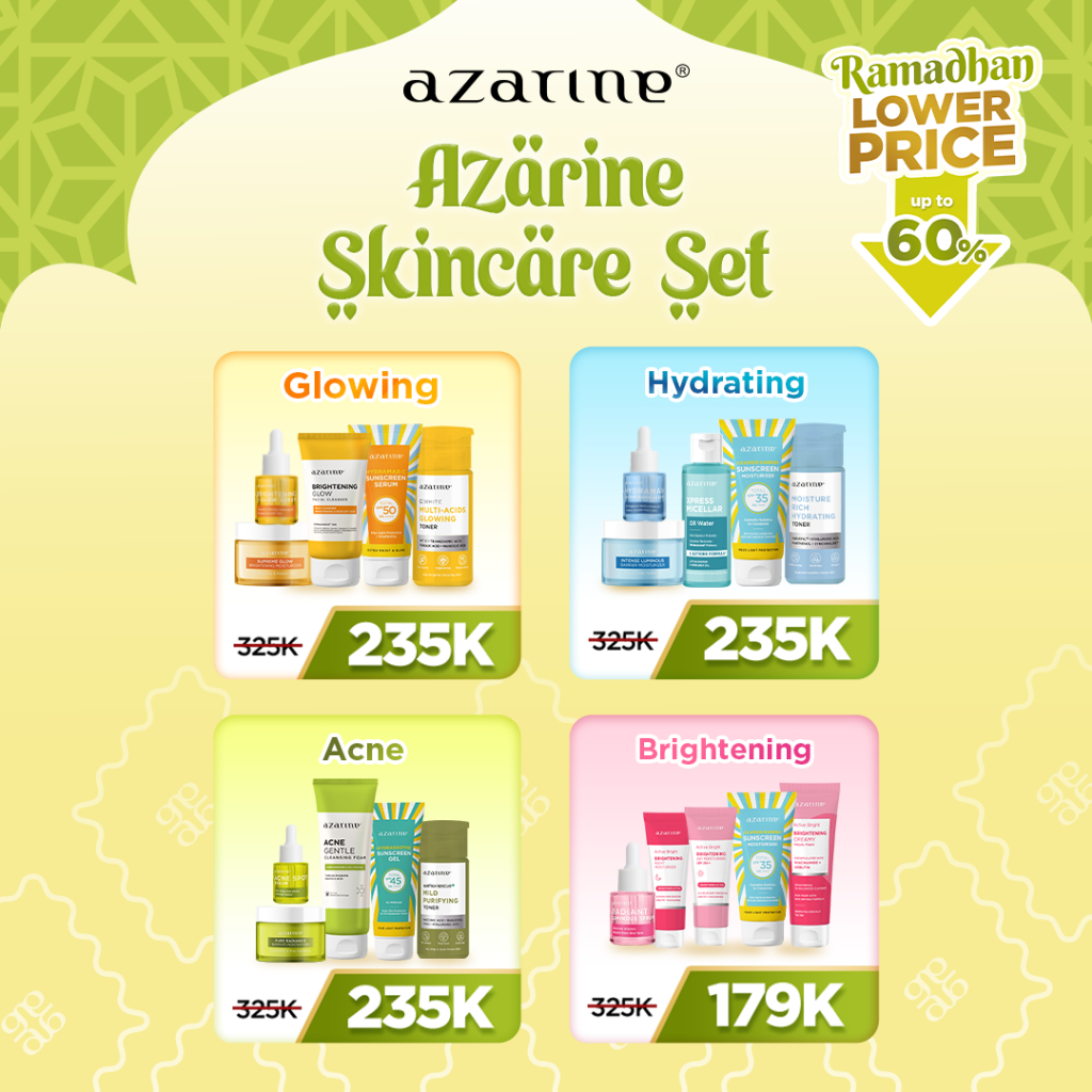 Azarine Skincare Series [5 PCS] Paket Lengkap Skincare BEST SELLER Mencerahkan Mengatasi Jerawat Dan