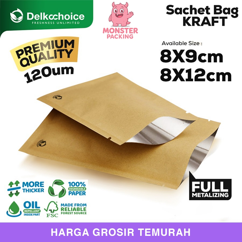 Sachet Bag Kraft Paper PREMIUM FOOD GRADE Metalizing Delkochoice