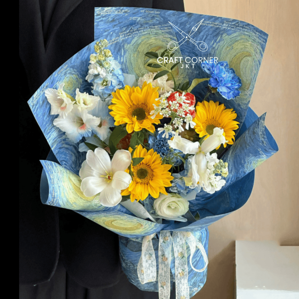 Kertas Starry Night Buket / Cello Bunga Florist