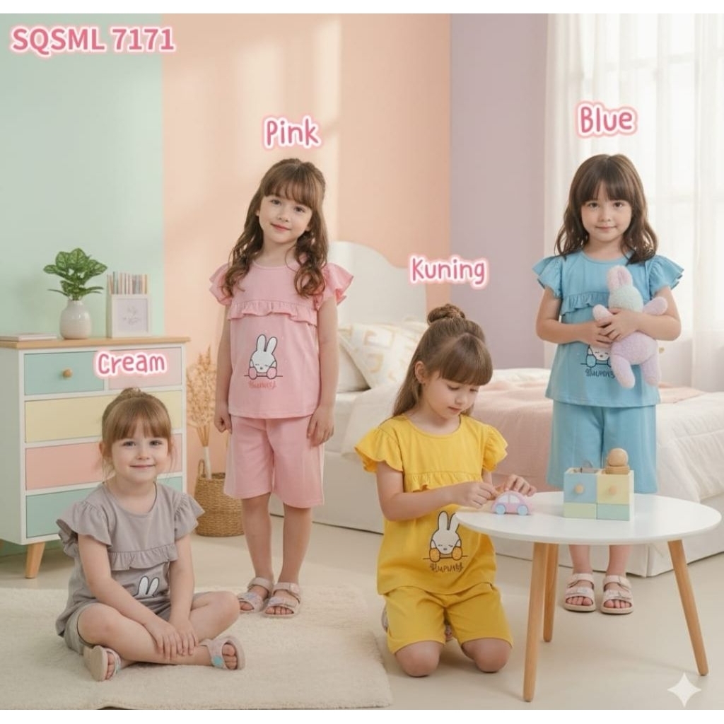 BAJU TIDUR HARIAN BABYDOLL 7171  AMRO ANAK STQ SML 3/4 PENDEK