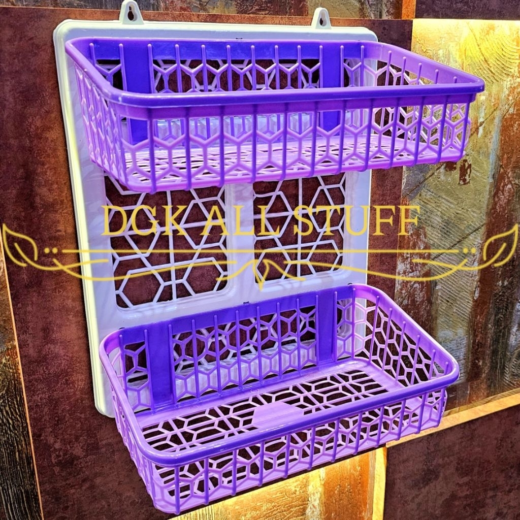 Rak Keranjang Wadah Tempel Dinding Penyimpanan Bumbu Dapur Perlengkapan WC Toilet Kamar Mandi Shampo