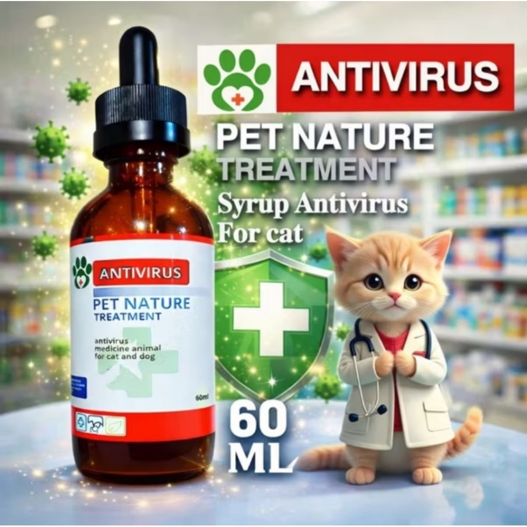 ANTIVIRUS PET NATURE virus calici kucing 60ml antivirus kucing calici panleukopenia virus kucing PET