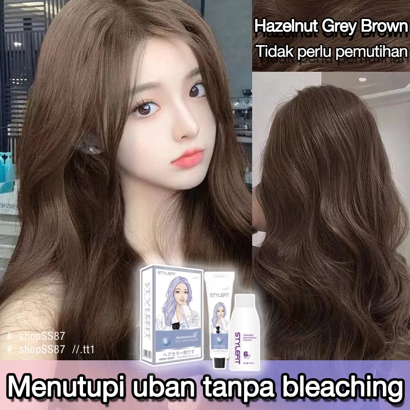 (Beli 100ml gratis 100ml)STYLE FIT cat rambut ash grey*200ml,cat rambut ekstrak tanaman,hazelnut gre