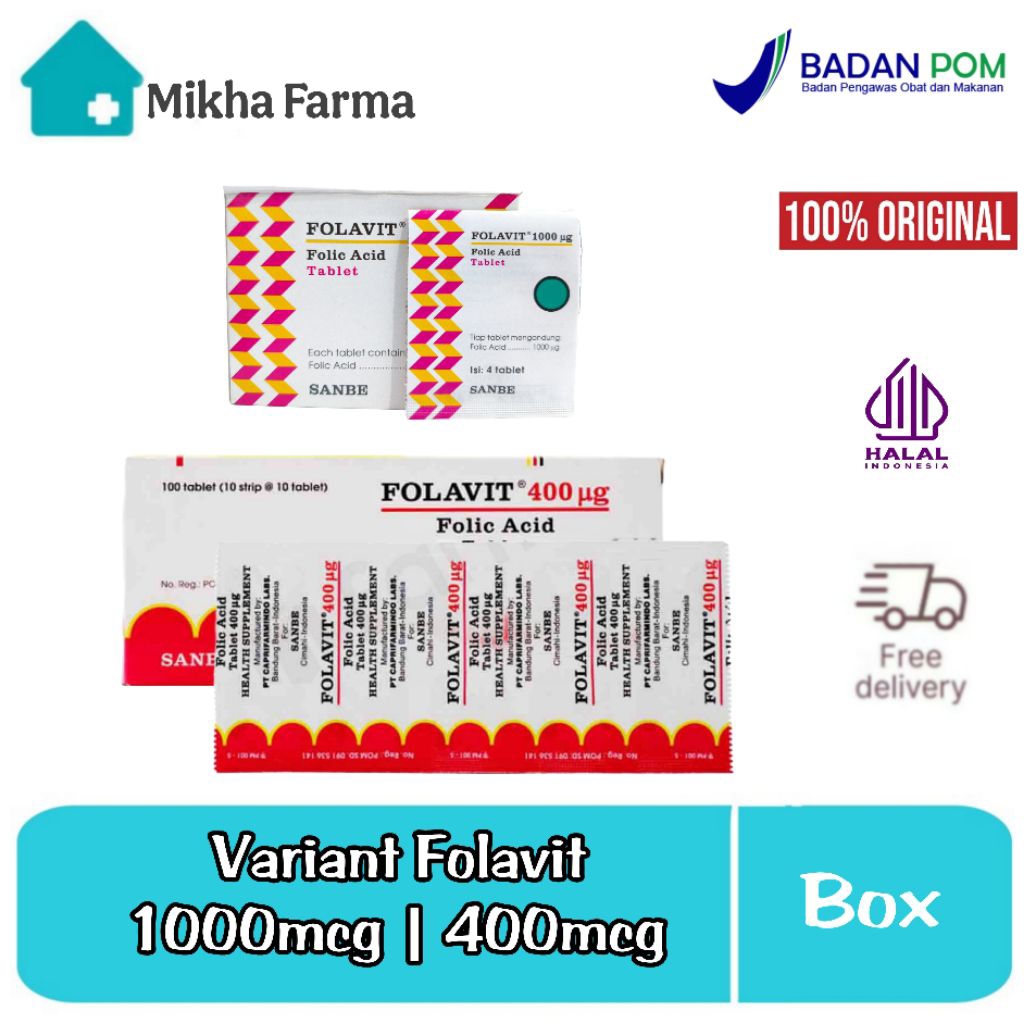Folavit Tablet_ 400mcg | 100mcg - Suplemen Asam Folat Ibu Hamil