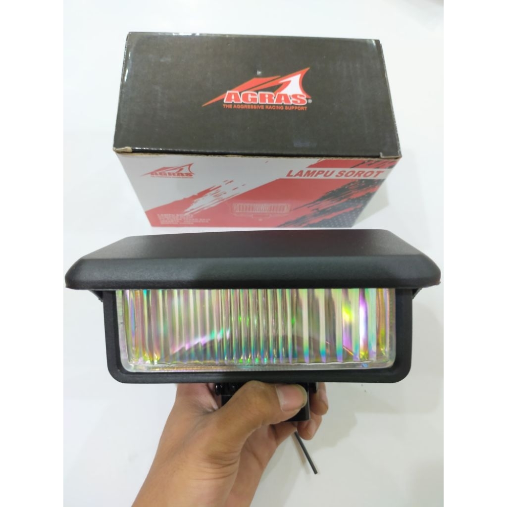LAMPU HALOGEN SOROT TEMBAK KABUT KOTAK TOPI UNIVERSAL FOGLAMP MOTOR MOBIL