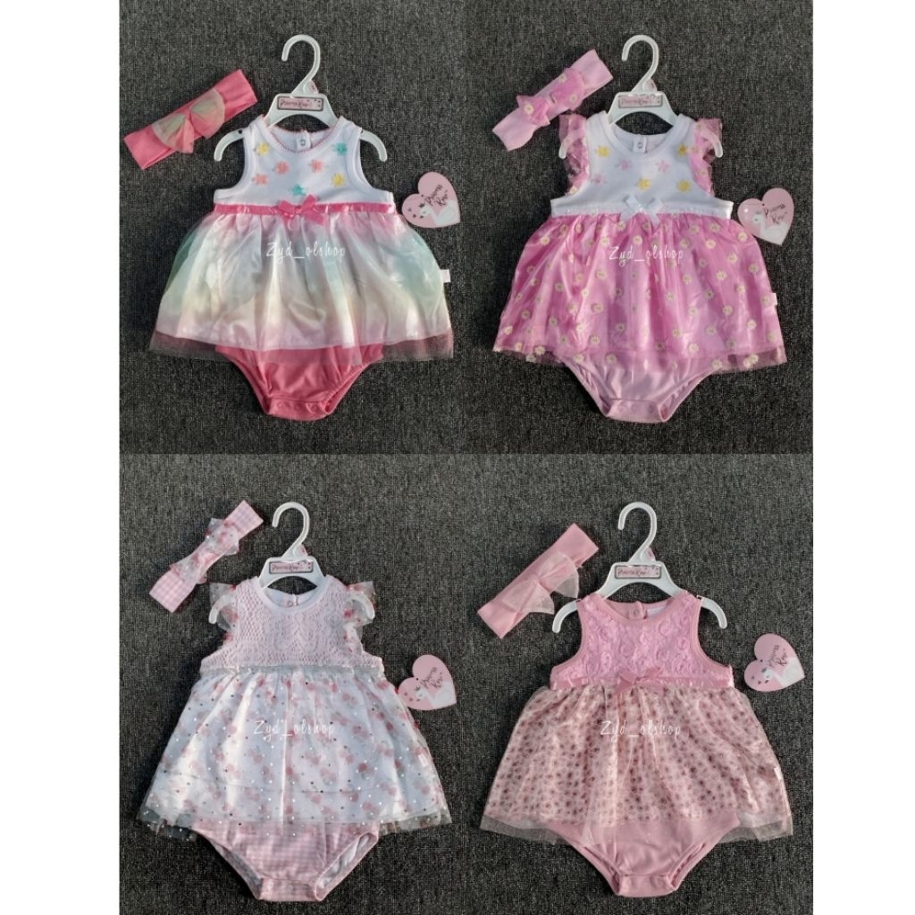 Set 2in1 Bandana + Jumper tutu bayi perempuan | Set 2in1 Jumper dress tutu Princess Rose