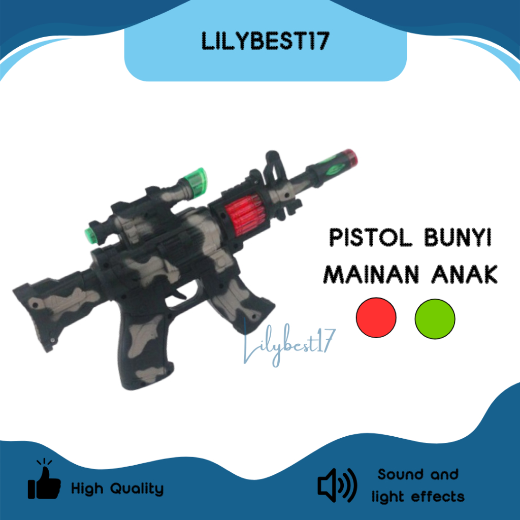 Mainan Pistol Militer Anak Laki Laki Bunyi Suara Tembak Tembakan Lampu Laser Elektrik