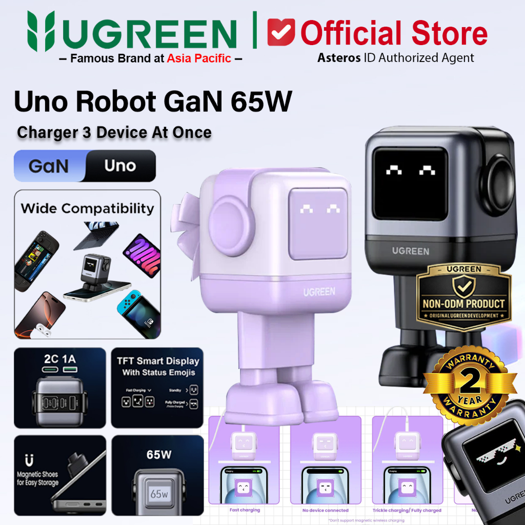 UGREEN Wall Charger Adapter USB Type C USB A Nexode Robot PD Fast Charging 65W