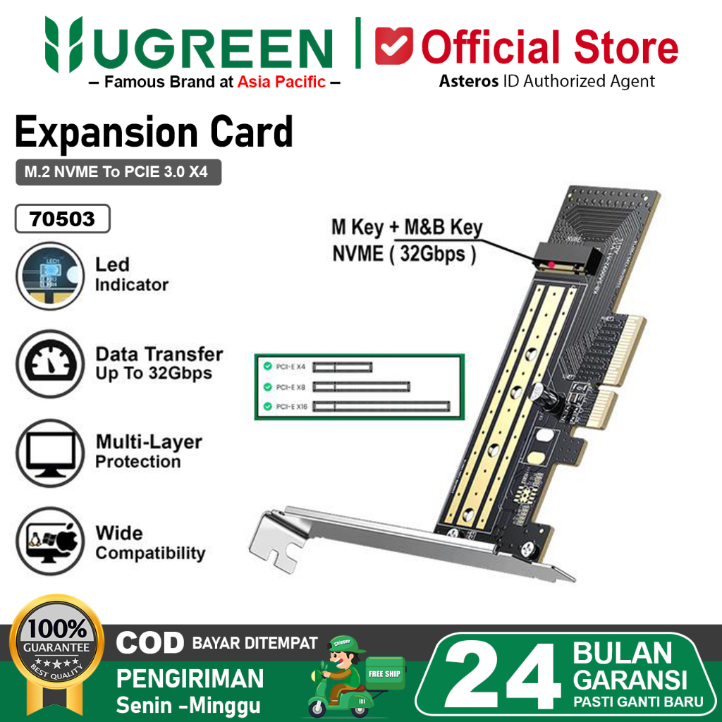 UGREEN Adapter Pcie Ke M2 Nvme Pci Express 32gbps Pci-E X4/X8/X16 SSD